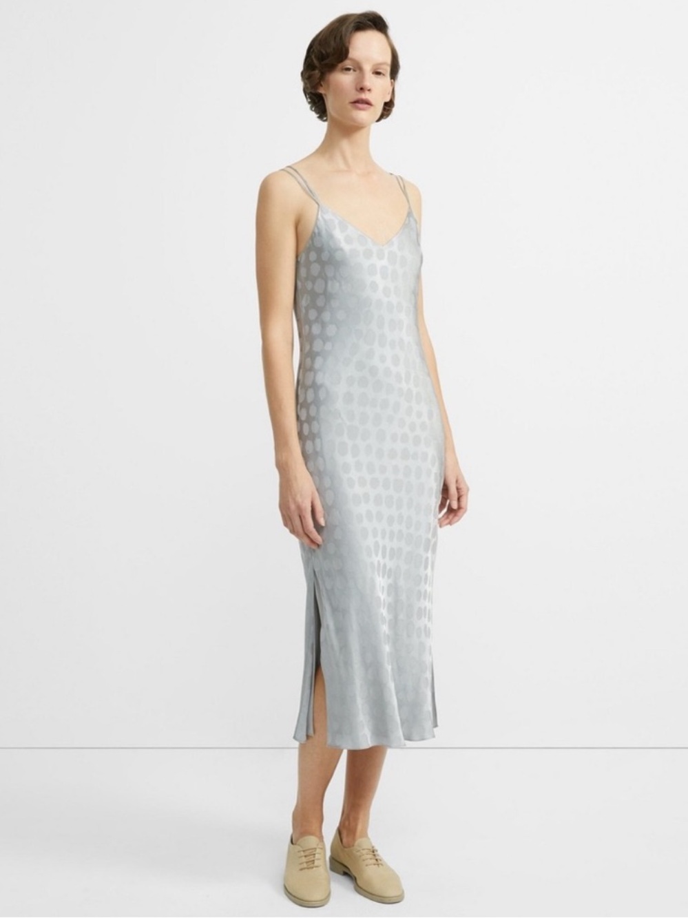Theory Brushed Dot Jacquard Double-Strap Dress